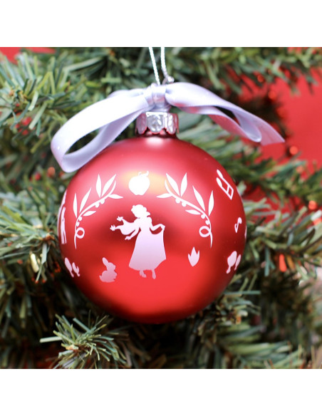 Set of 2 Snow White Christmas baubles