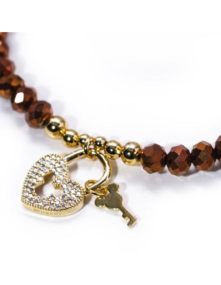 Bracelet Pearl Heart Key Camel