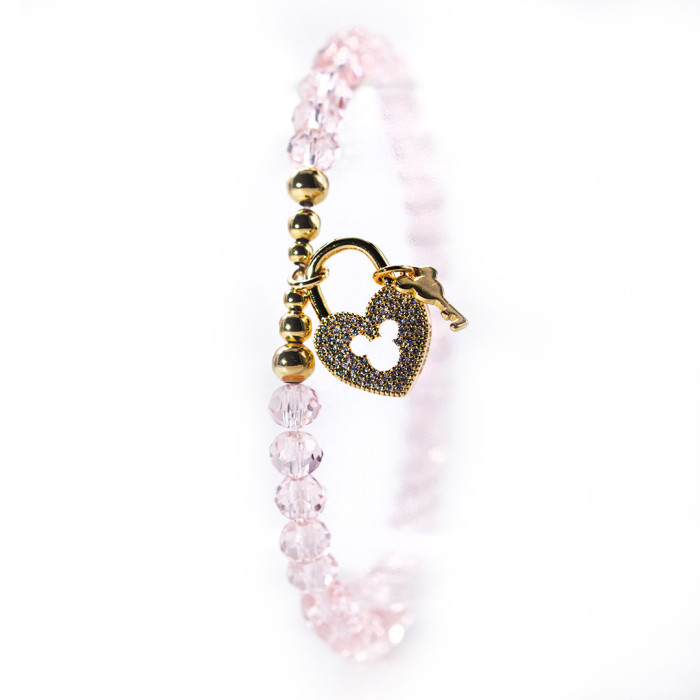 Bracelet Pearl Heart Key Pink