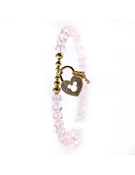 Bracelet Pearl Heart Key Pink