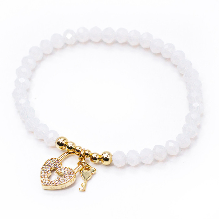 Bracelet Clé Coeur en perles