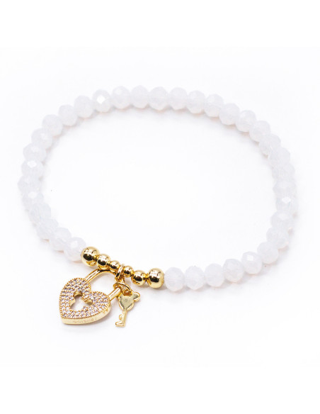 Bracelet Clé Coeur en perles