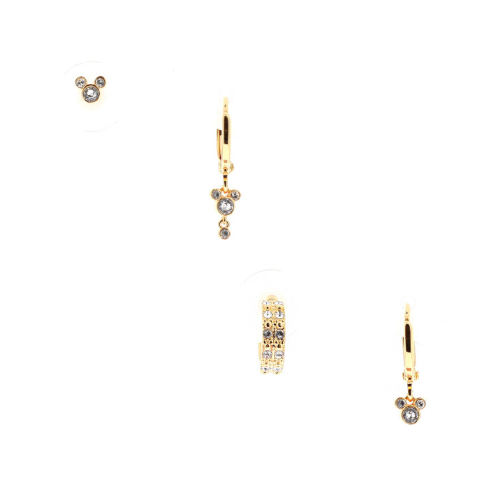 Set of 4 white Mickey earrings