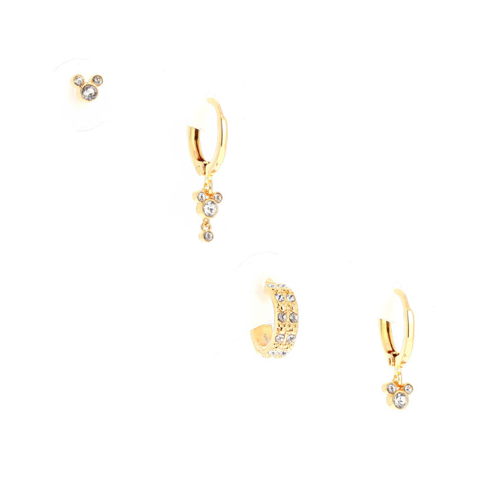 Set of 4 white Mickey earrings