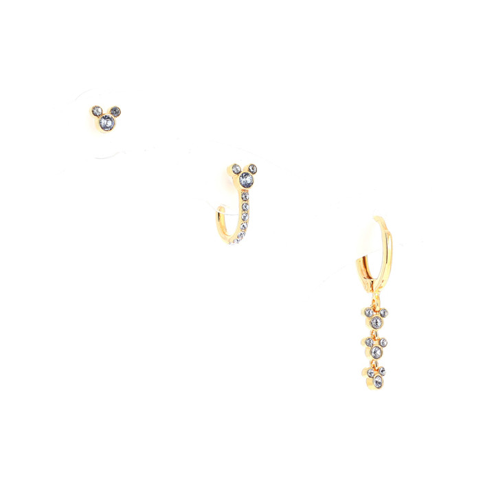 Set de 3 boucles d'oreilles saphire Mickey
