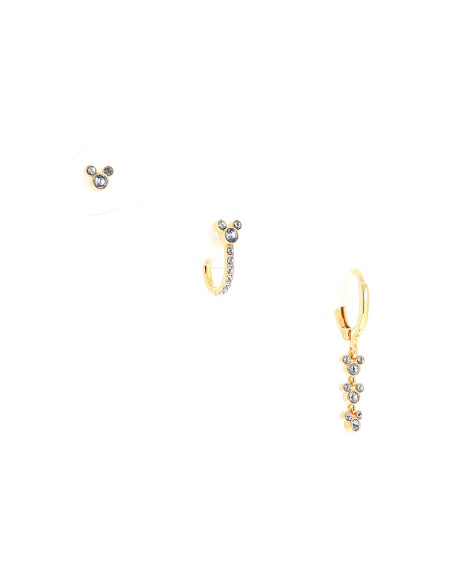 Set de 3 boucles d'oreilles saphire Mickey