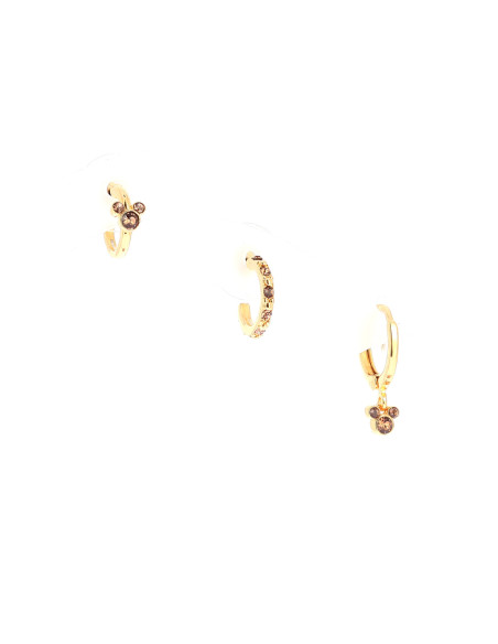 Set de 3 boucles d'oreilles rose Mickey