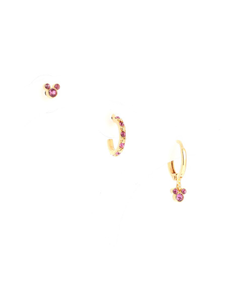 Set of 3 pink Mickey earrings