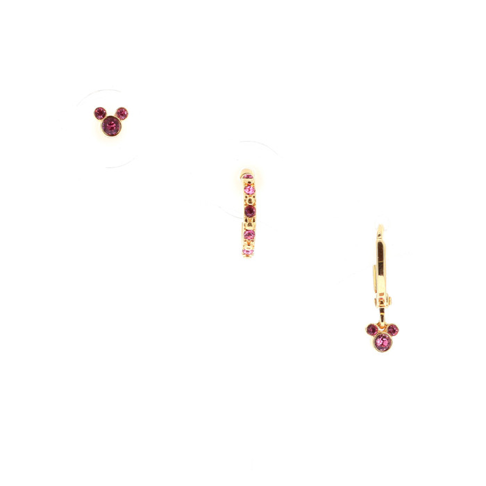 Set of 3 pink Mickey earrings