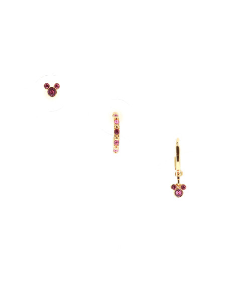 Set of 3 pink Mickey earrings