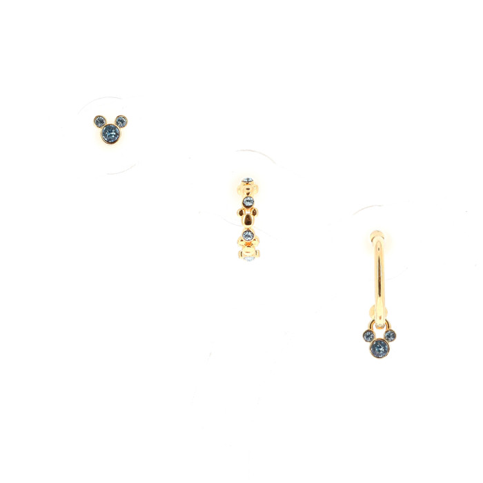 Set of 3 aqua Mickey earrings