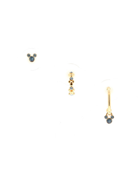 Set de 3 boucles d'oreilles aqua Mickey