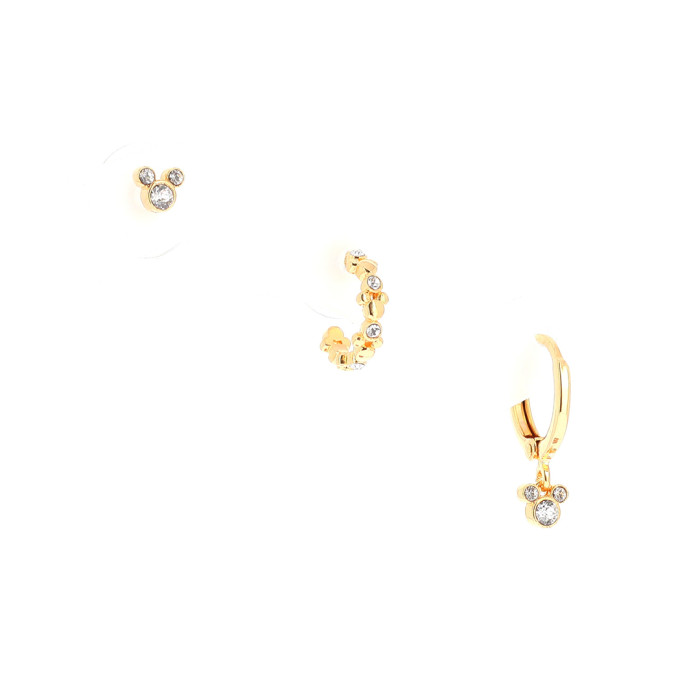 Set of 3 white Mickey earrings