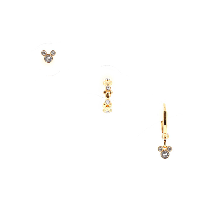 Set of 3 white Mickey earrings