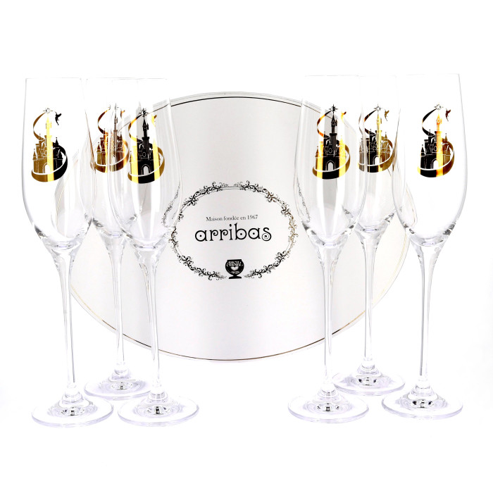 Box of 6 flutes decorated with Tinker...