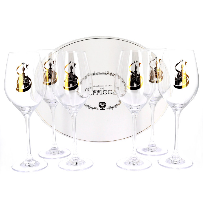 Set of 6 wine glasses decorated with...