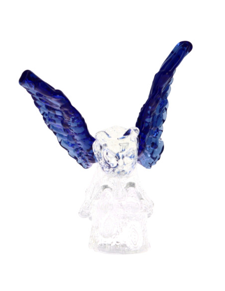 Owl with blue wings