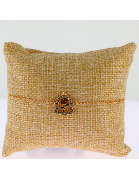 Bracelet Belle et la Bête Rose sous Dôme