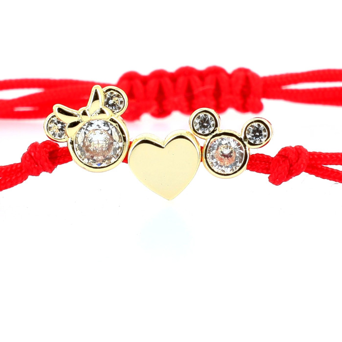 Bracelet Rouge Amoureux Mickey et Minnie