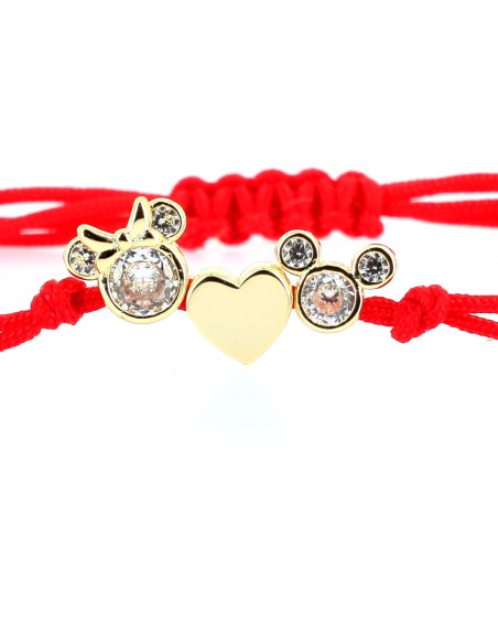 Bracelet Rouge Amoureux Mickey et Minnie