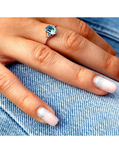 Mickey Aqua gold ring