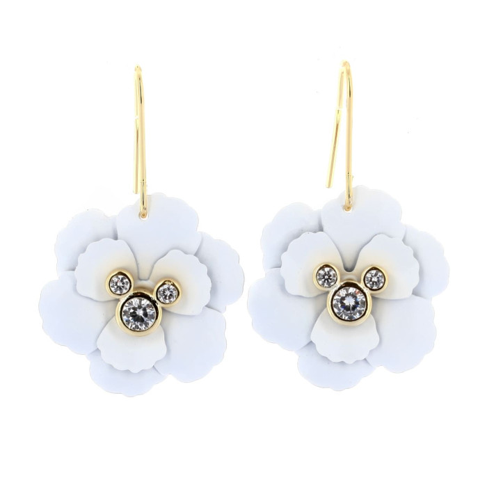 Boucles d’oreilles Mickey fleurs blanches