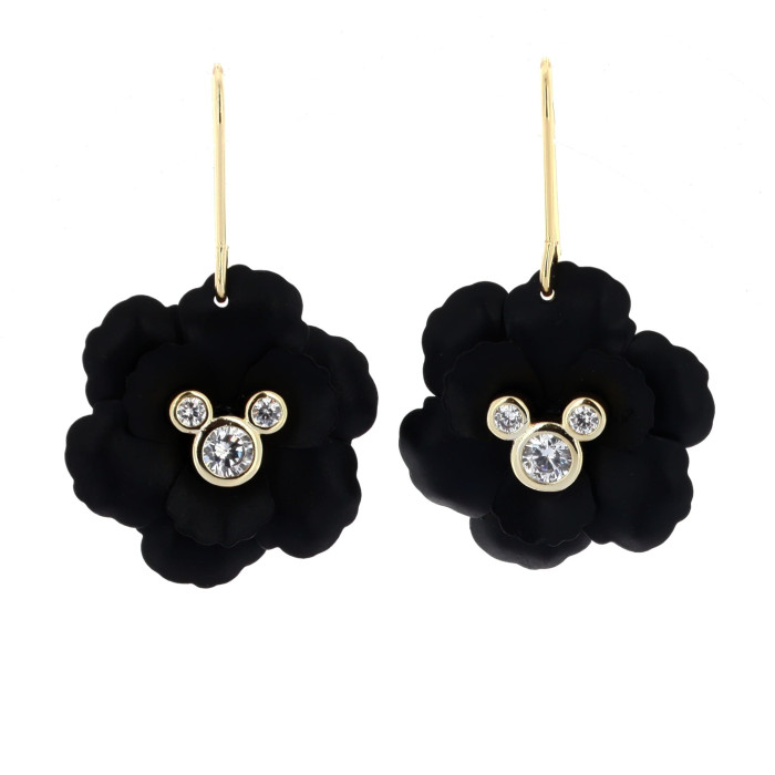 Mickey black flower earrings
