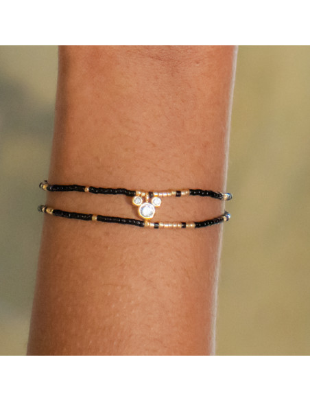 Mickey Black Double Bracelet