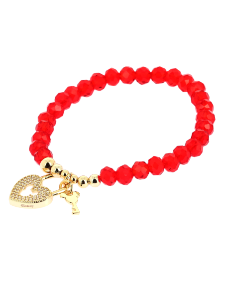 Bracelet Clé Cœur en Perles