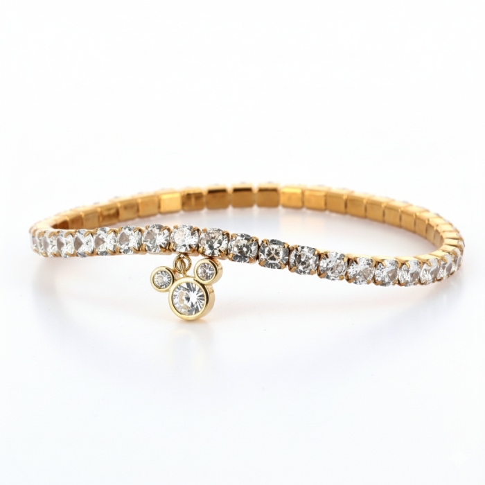 Mickey Gold Crystal Bracelet