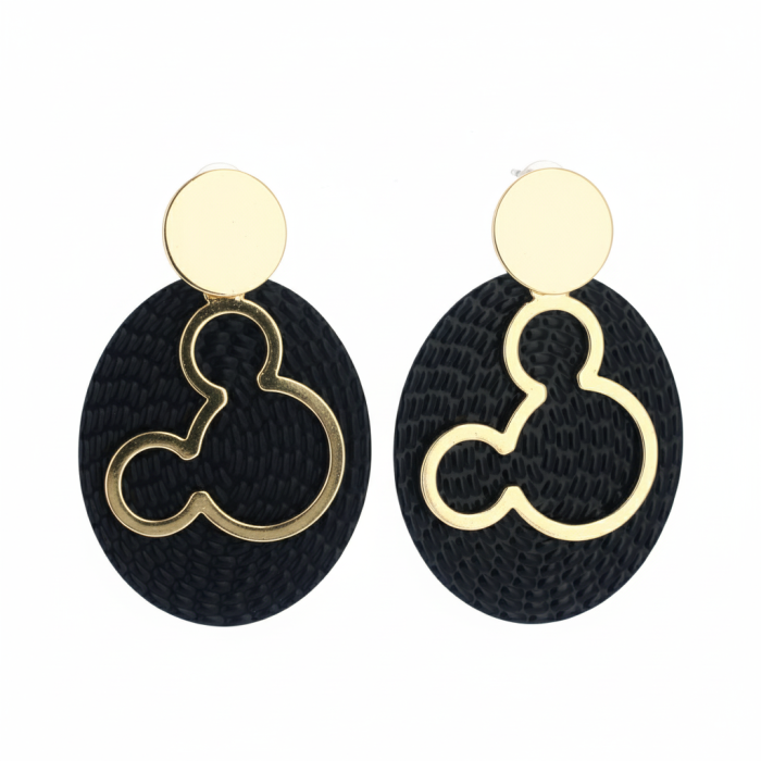 Boucles d’oreilles Mickey dorées & noires