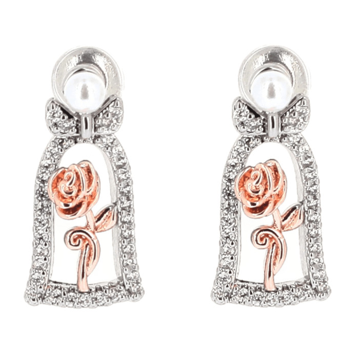 Boucles d’Oreilles Rose Éternelle Argentées