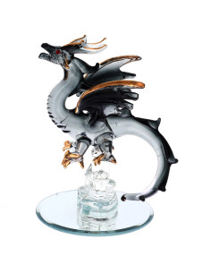 Black glass dragon figurine