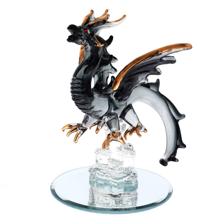 Black glass dragon figurine
