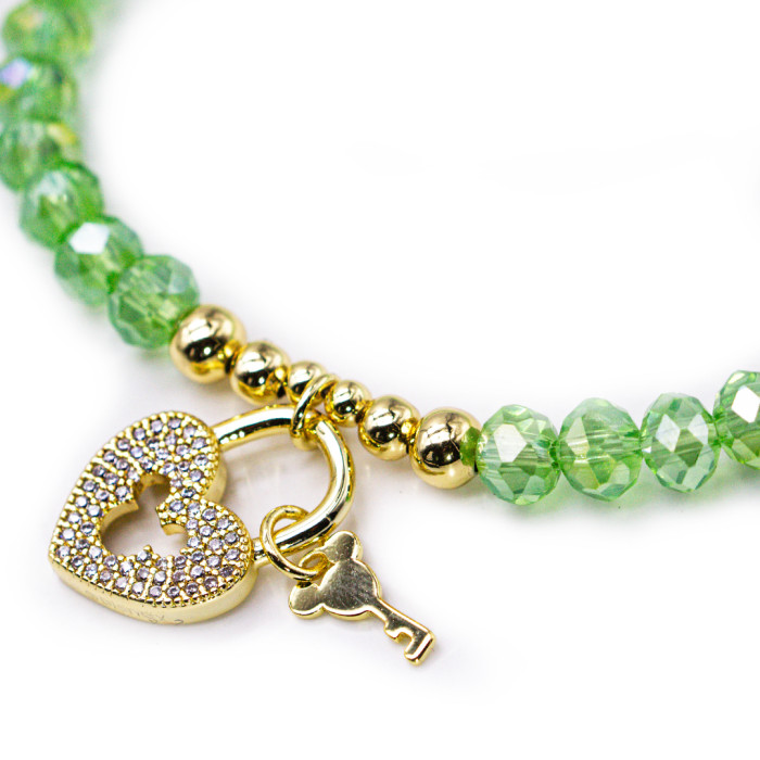 Key Heart Bead Bracelet
