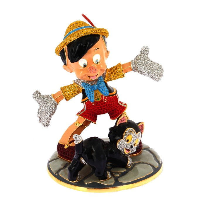 Figurine Pinocchio & Figaro Cristaux