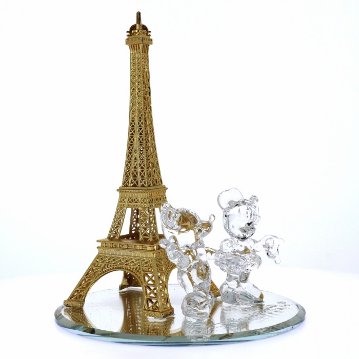 Mickey et Minnie Cristal Tour Eiffel Dorée Paris