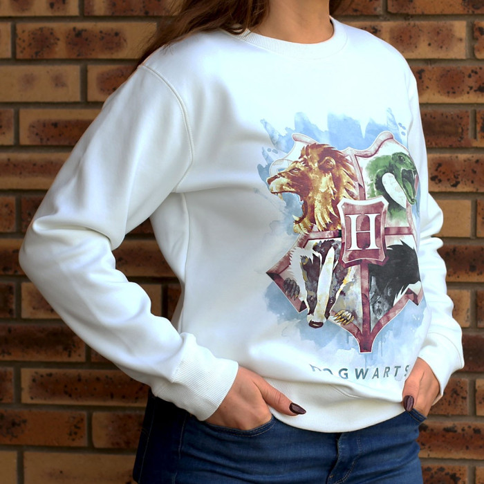 4 houses white sweatshirt